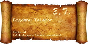 Bogdanu Talabor névjegykártya